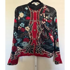 Citron Santa Monica Silk Jacket Size Medium Asian Style Light Weight Floral